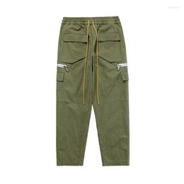 Men's Pants 2022fw Men Women Quality Drawstring High Street Joggers Cargo Multifunctional Flap Pockets Overalls TrousersMen's Naom22