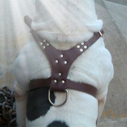 Collar Adjustable Spiked Studded Rivets PU Leather Dog Pet Harness Walking Collar Leash for Pitbull Mastiff 201101