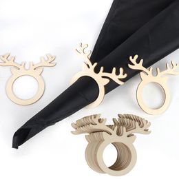 Christmas Napkin Rings Wooden Reindeer Elk Holder for Dinner Table Decorations Home Xmas Party Year Y201020