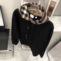 Coat mens wear Brand designer jacket Hoodie autumn winter new classic Colour contrast Chequered hat versatile casual sweater men's and women's same thick Plush
