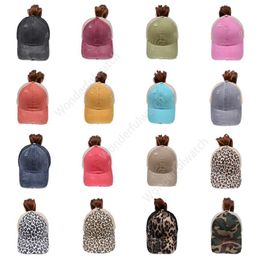 Ponytail Baseball Cap 65 Colours Messy Bun Hats For Women Washed Cotton Snapbacks Casual Summer Sun Visor Outdoor Hat 500pcs DAW451