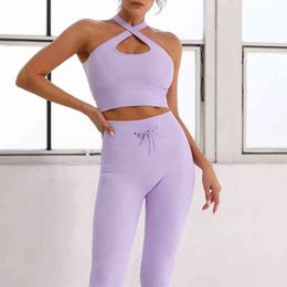 Piece Seamless Yoga Set Woman Tracksuits High Waist Leggings Sports Bra Gym Workout Clothing Running Sportswear Fitness Suit J220706