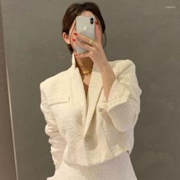 Women's Jackets Korean Chic Elegant Solid Short Women Coats Office Ladies Small Fragrance Crop Tops Casual All Match Autumn 2022