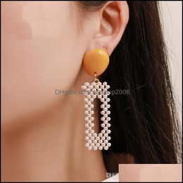Dangle Chandelier Earrings Jewellery New Exaggeration Geometric For Women Fashion Candy Coloured Imitation Pearl Stud Gift Drop Delivery 2021