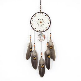 dreamcatcher with beads UK - Decorative Objects & Figurines Dreamcatcher Wind Chimes Handmade Nordic Dream Catcher Net With Feathers Beads Wall Hanging Craft Gift Home D