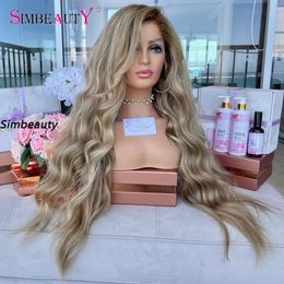 Creamy Blonde With Ash Blondes 100% Human Hairs Wigs withs Baby Hair Long 26Inches Invisible Transparent 13x6 Lace Front Wigs