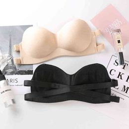 One Piece Strapless Bra Collected Non-Slip No Steel Ring Wedding Dress Sexy Tube Top Beauty Back Underwear Sex shop Para Casais L220726