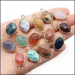 Charms Jewellery Findings Components Faceted Gemse Natural Stone Chakra Reiki Healing Rose Crystal Aventurine Pendants Dh7Vl
