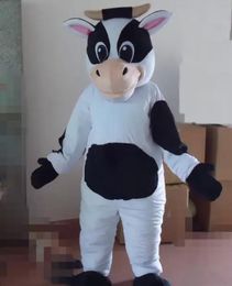 Professional custom hot black and white dairy cow Mascot Costume Cartoon milk cow Character Clothes Christmas Halloween Party Fancy Dress