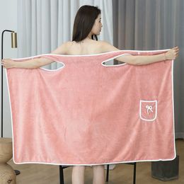 Wearable Bath Towels Superfine Fiber Towels Soft Absorbent Chic Towel for Autumn Winter Hotel Home Bathroom Gifts Women Bathrobe Blanket