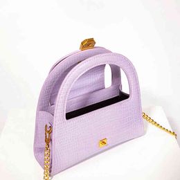 Evening Bag Half Round Lock Crocodile Pattern Handbag 2022 New Designer Chain Pu Crossbody Bag Female Fashion Day Clutche Purse Top Quality 220622