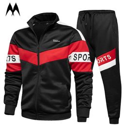 Patchwork Tracksuit Men Set 2020 Brand New Sweat Suits Spring Autumn Mens Jacket Sweatpants 2 Piece Joggers Set Male Clothes LJ201124
