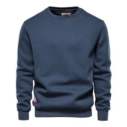 AIOPESON Plus Velvet Spliced Sweatshirts Men Casual Basic Solid Colour Pullovers s Hoodie Autumn Winter Sweatshirt for 220406