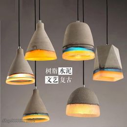 Pendant Lamps Vintage Cement Resin Lights Industrial Decor Led Hanging Retro Hanglamps For Kitchen Home Light Fixtures LuminariaPendant