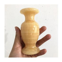 Decorative Objects & Figurines Natural Carved Yellow Topaz Vase Crystals Healing Stones For Home DecorationDecorative