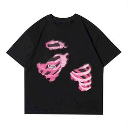 Women's tops American oversized T-shirt Harajuku Y2K skull hip loose casual t T220823