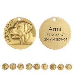 Dog ID Tag High Quality Pure Copper Large Engraving Dogs Tags 6211006 Pet Collar Accessories Labrador Y200515