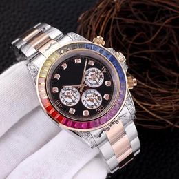 AAA+ Quality Male Watch Automatic Mechanical 40mm Rainbow Diamond Ring Mouth Sapphire Mirror Waterproof Stainless Steel Strap