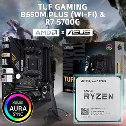 Motherboards AMD Ryzen 7 5700G R7 CPU + ASUS TUF GAMING B550M PLUS (WI-FI) Motherboard Set Processor AM4 DDR4 RAM