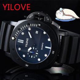 Blue Dial Stainless Steel Black Case Watch Three Hands Simple Fashion Digital Clock 50mm Quartz Analog Movement Outdoor Sports Wristwatch