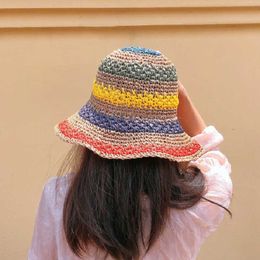 Lady Visor Cap Fishing Fisherman Beach Hat UV Protection Hat Hyuna Style Color Women'S Travel Holiday Seaside Crochet Straw Hat