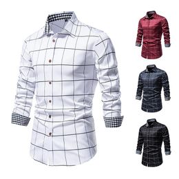 Men's Dress Shirts 2022 High Quality Men Fashion Casual Long Sleeved Printed Shirt Slim Fit Male Social Business Brand For