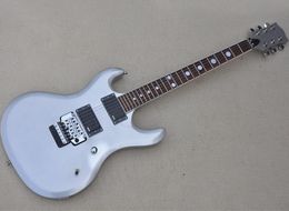 6 Strings Silver Electric Guitar with Floyd Rose Rosewood Fretboard