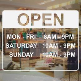 Store Open Hours Vinyl Decal Custom Salon Shop Working Time Wall Sticker Business Sign Window Removable Stickers AC104 220621