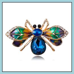 Pins Brooches Jewellery Crystal Beetle Brooch Pin Enamel Alloy Clothes Scarf Badge Pins For Women Men Party Drop Delivery 2021 Ob37D