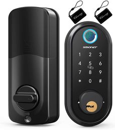 Smart Lock Keyless Entry Deadbolt Door Locks Smonet Electronic Bluetooth med biometriska fingeravtryckstangenter IC Card Pekskärm Knappsats