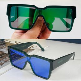 green reflective lenses Sunglasses Shiny iconic signature frames Luxury Men Eyeglasses Outdoor Shade Big Square Classic Lady Mirrors Evidence cyclone Shades