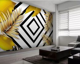 Custom 3d wallpaper Modern minimalist abstract lines geometric light luxury TV background wall mural papel de parede