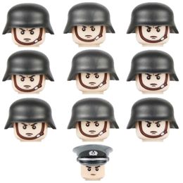 WW2 Army Infantry Unit Soldier Figures Accessories Building Blocks Military Germany Machine Gunner Helmet Guns Bricks Toys 220418