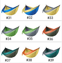 44 Colors 270x140cm Outdoor Parachute Hammock Foldable Camping Swing Hanging Bed Nylon Cloth Hammocks With Ropes Carabiners