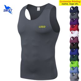 Summer Compression Sleeveless Running Shirts Men Quick Dry Elastic Sportswear Vest Gym Fitness Workout Tank Tops Customize 220704
