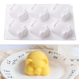 6 Cavity Cute Pig Silicone Cake Mold For Baking Mousse Chocolate Moulds Pans Dessert Decorating Tools by sea RRE13578