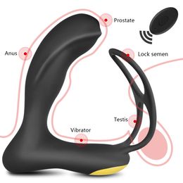 Male Prostate Massage Anal Vibrator, Plug Anus Stimulation Butt Delay Ejaculation Rings, sexy Toys For Men Silicone