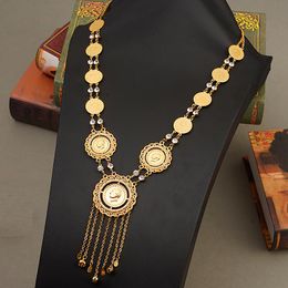 -Anhänger Halsketten Islamische muslimische arabische Münzschmuck Damen Lang Halskette Gold Naher Osten türkischer Lira Brautparty Geschenkpendant