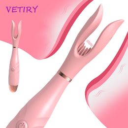 G-spot Vibrator Double Clip Vibrating Nipple Clamps Clitoris Stimulator for Woman 10 Modes Female Masturbation Adult sexy Toys