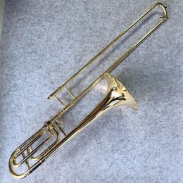 musical horns UK - Professional Bach Bb-F# Tune Tenor Trombone New Arrival Brass Gold Lacquer Playing Horn Musical Instrument with Case 277b