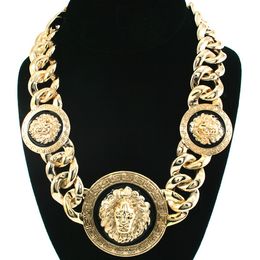 Gioielli moda lega di alta qualità olio gocciolante testa di leone collana in oro catena maglione clavicola femminile