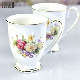 JOUDOO Creative Royal Family Ceramic Mug Travel Coffee Mug Milk Tea Cups 350ml Gold Rim Inlay Breakfast Porcelain Cup 210409