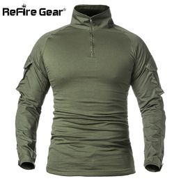 ReFire Gear Men Army Tactical T shirt SWAT Soldiers Military Combat T-Shirt Long Sleeve Camouflage Shirts Paintball T Shirts 5XL 220507