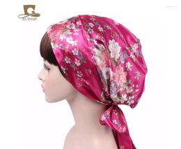 Women Ladies Beanies Hat Silk Night Sleep Cap Hair Bonnet Head Cover Satin Turban Wrap Headscarf1 Davi22