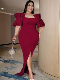 elegant sexy long dresses Canada - Plus Size Dresses Red Long 4XL Women Sexy Bodycon Slit Evening Birthday Cocktail Party Outfits For Ladies Elegant Summer GownsPlus