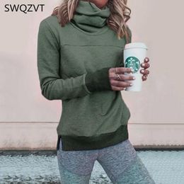 Turtleneck solid winter women sweatshirt casual warm slim pullover hoodies women sweatshirts female clothes streetwear 201202