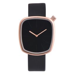 Wristwatches Women Watches PU Leather Square Dial Quartz Wrist Watch Lady Fashion Clock Black White Pink Brown Blue Colours Montres FemmeWris