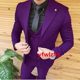 Customise tuxedos One Button Handsome Peak Lapel Groom Tuxedos Men Suits Colour Optional 03