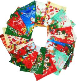 31cm Christmas Children Cartoon Polyester Candy Bags Pocket Drawstring Bag Mery Christmas Santa Snowman Xmas Eve Gift Purse