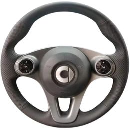 Customised 2009-19 For Smart fortwo forfour DIY Hand Sewn Leather Steering Wheel Cover Interior Handle Cover
